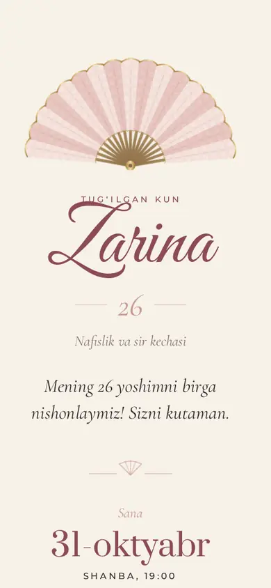 Éventail taklifnomasi: To‘rli yelpig‘ich ochiladi